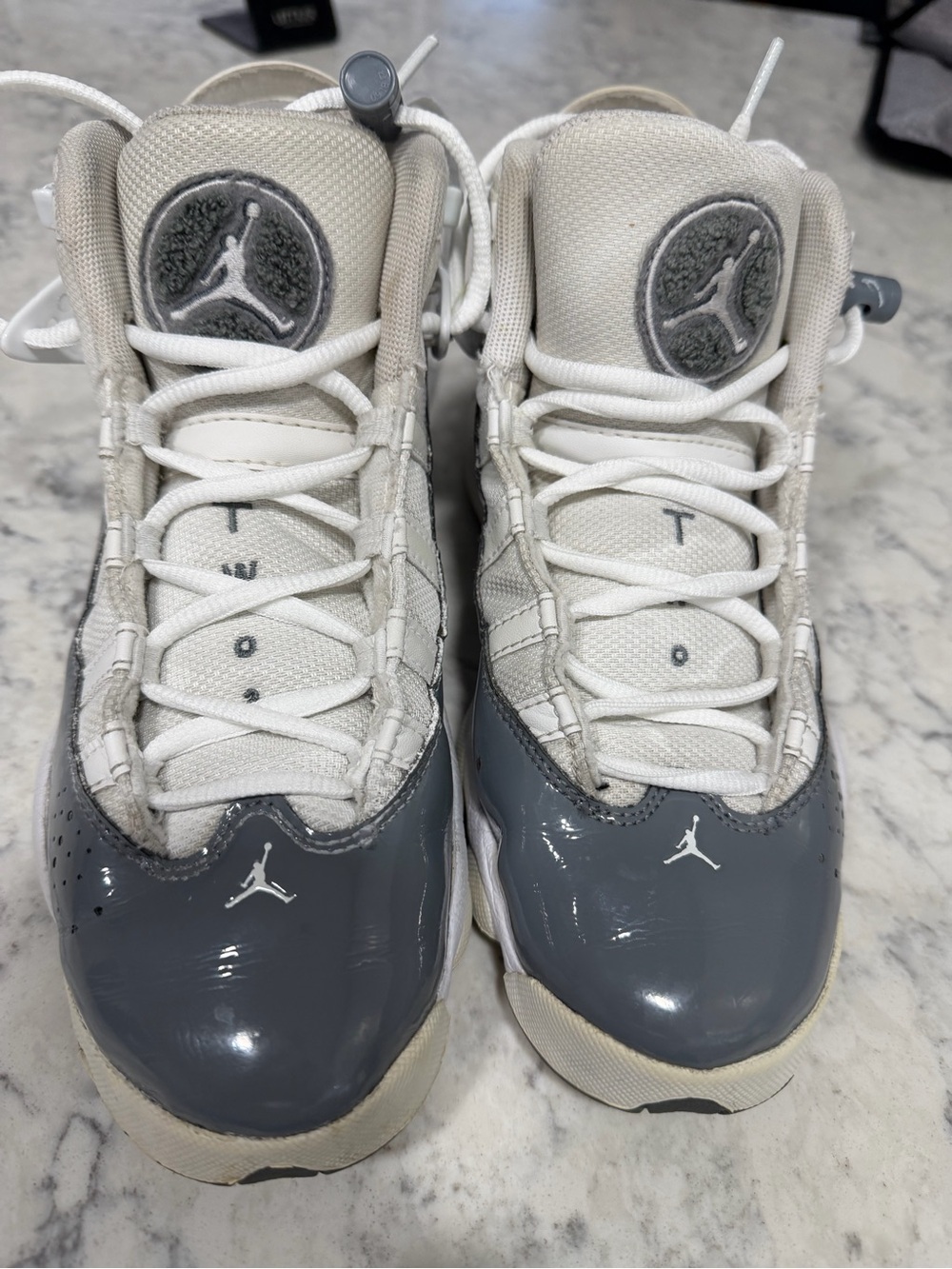 Jordan Kids Retro Sneakers - White & Gray Patent
